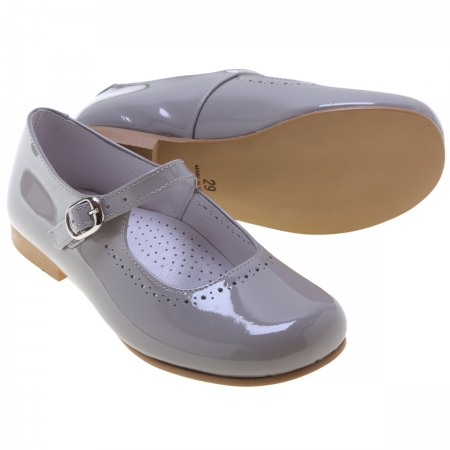 Ice Grey Or Light Grey Girls Leather Mary Jane Shoes #2