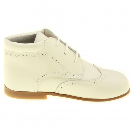 Boys Ivory Patent Boots In Leather Made In Spain #2