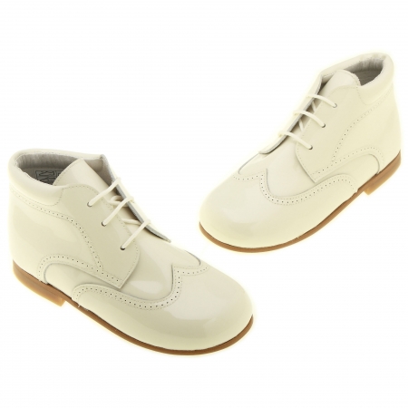 Boys Ivory Patent Boots In Leather Made In Spain #3