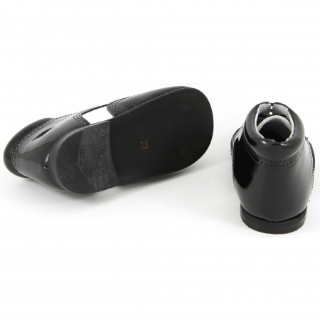 Boys Black Patent Boots With White Stripes #3