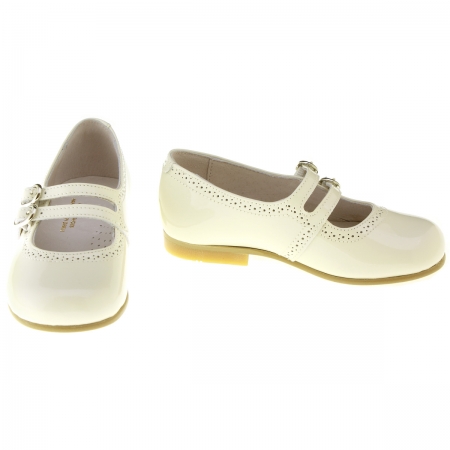 Double Straps Girls Ivory Patent Shoes Mary Jane Styled #2