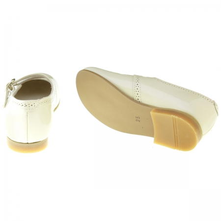 Double Straps Girls Ivory Patent Shoes Mary Jane Styled #3