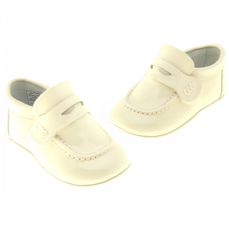 Velcro Fastening Baby Boys Ivory Shoes