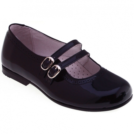 Girls Navy Patent Shoes Double Straps Mary Jane Navy Shoes