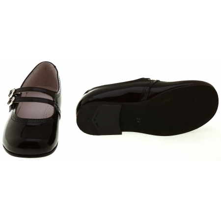 Girls Navy Patent Shoes Double Straps Mary Jane Navy Shoes #3