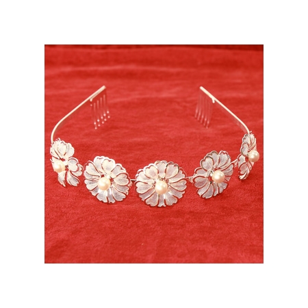 Flowers and pearls communion Alice Band