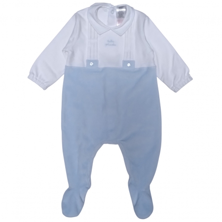 Tutto Piccolo Baby Boys White Blue All In One Romper Outfit