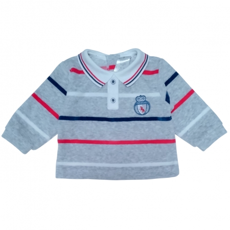 Tutto Piccolo Baby Boys Grey Stripes Top Navy Trousers Set #2