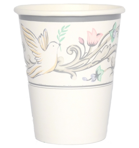 8 Communion Or Christening Party Cups White Dove